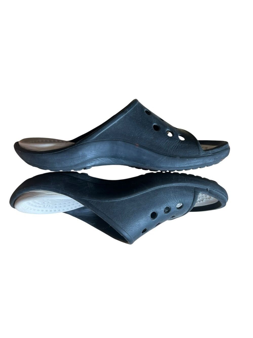 Crocs Black and White Slide Sandals - Picture 7 of 8